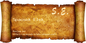 Spacsek Elek névjegykártya